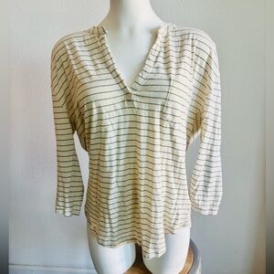 Ecote Cotton Striped V-Neck Top